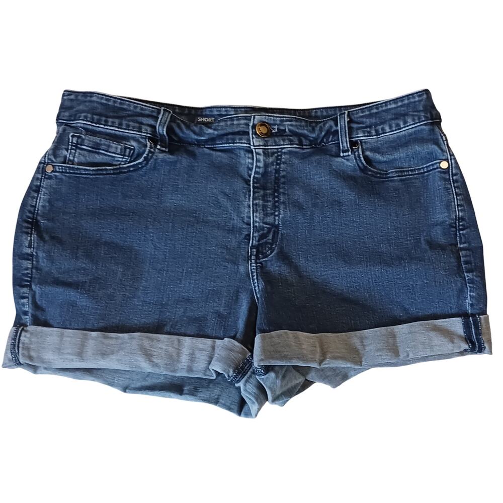 Lane Bryant Womens Short Denim Cuffed Mid-Rise Shorts Size 18 (38Wx3.5L) EUC!